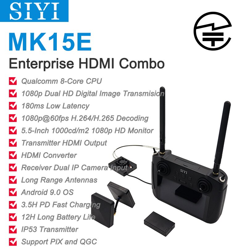 SIYI MK15E ̴ HD ڵ   ý ۽ű   5.5 ġ  1080p 60fps 180ms FPV Japan MIC Certified